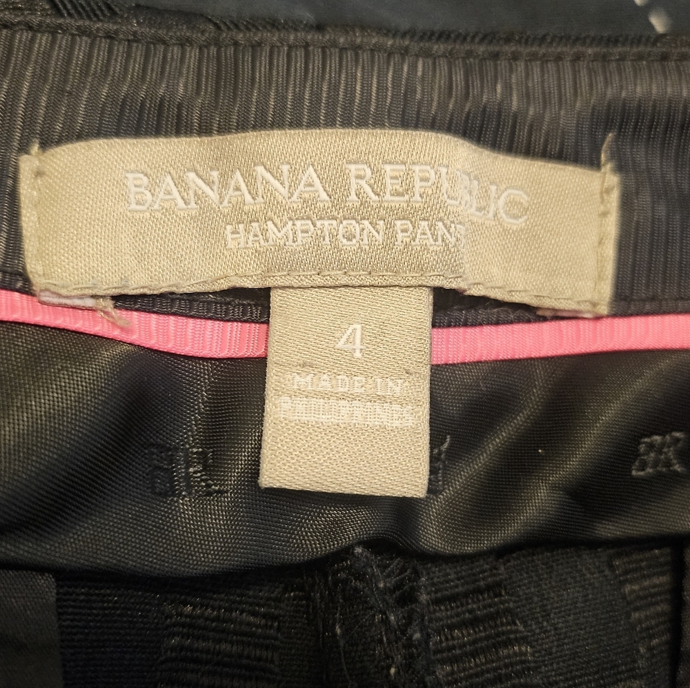 Banana Republic Black Monochrome Checkered Hampton Pant Slacks Sz 4 - Picture 5 of 9